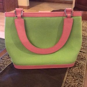 Lilly Pulitzer linen and leather handbag/tote